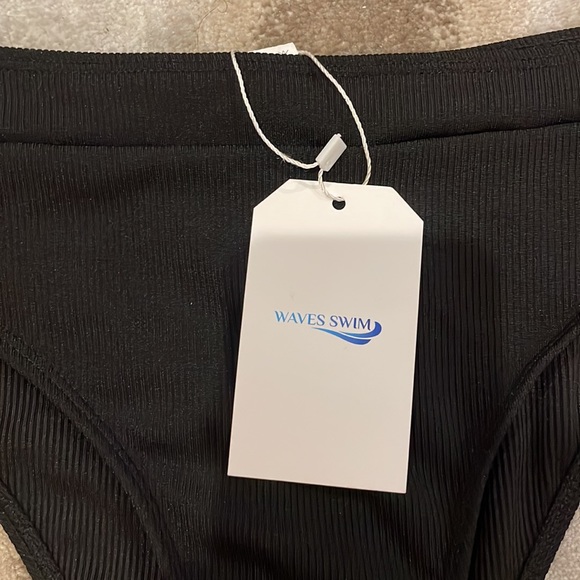 Waves Swim Black Ribbed High-Waist Bikini - Picture 3 of 8